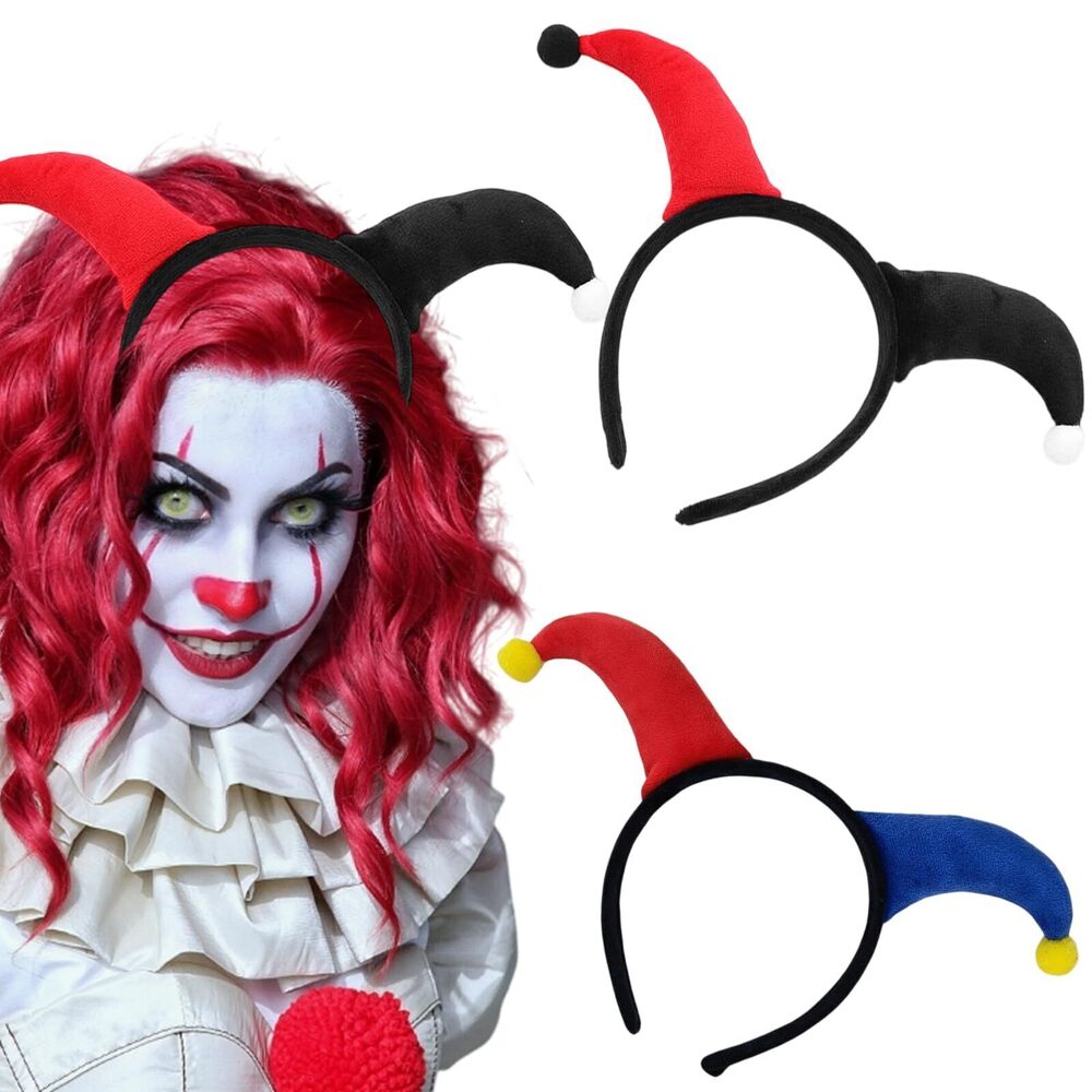 7195 2Pcs Halloween Clown Headband Plush Hat Halloween Jokers Headwear